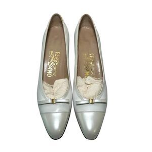 Salvatore-ferragamo Women's White and Silver Ballet-shoes